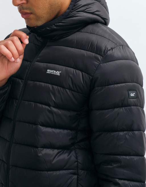 Regatta Insulated hooded marizion quilted jacket in black burnt henna, 3 of 5