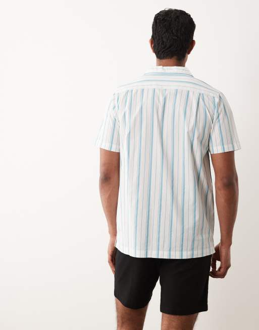 Regatta Lightweight hadlin short sleeve shirt in white nordic stripe, 3 of 5