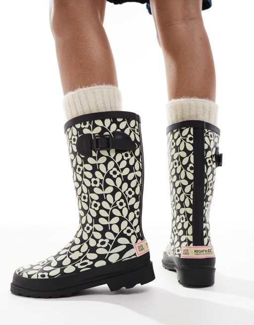 Regatta Orla Kiely Quarter Wellies in Black ASOS