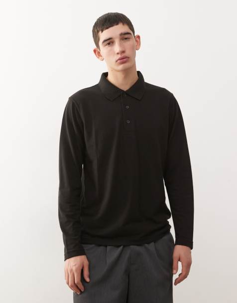Regatta Pro 65/35 long sleeve polo top in black