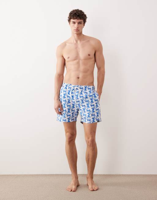 Regatta Quick-dry loras swim shorts in white sonic blue geo, 2 of 5