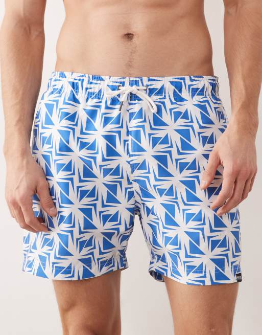 Regatta Quick-dry loras swim shorts in white sonic blue geo, 4 of 5