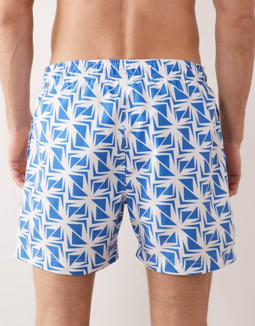 Regatta Quick-dry loras swim shorts in white sonic blue geo, 5 of 5