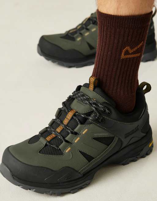 Regatta Regen low waterproof walking shoes in olive night pumpkin spice, 3 of 4