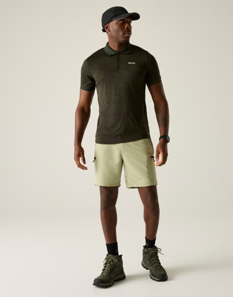 Regatta – Schnelltrocknendes Polohemd aus Jersey in dunklem Khaki mit „Remex II“-Print - view 1