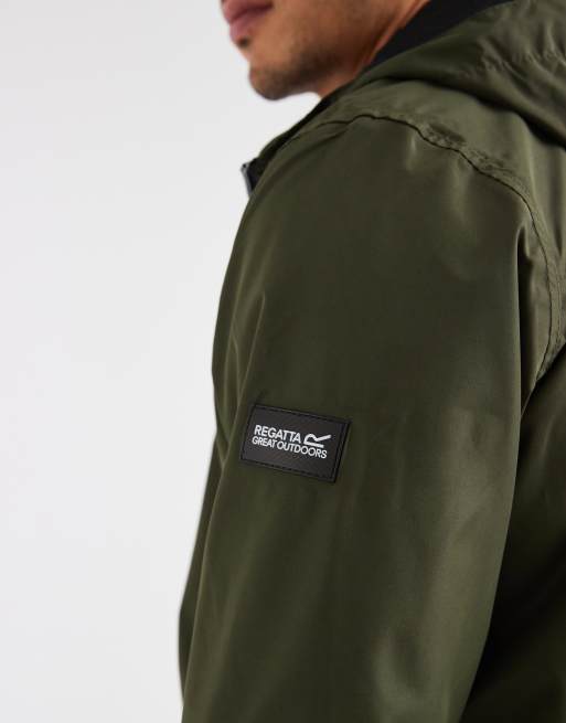 Regatta Shorebay jacket waterproof shell jacket in dark khaki black, 2 of 5