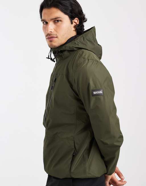 Regatta Shorebay jacket waterproof shell jacket in dark khaki black, 4 of 5