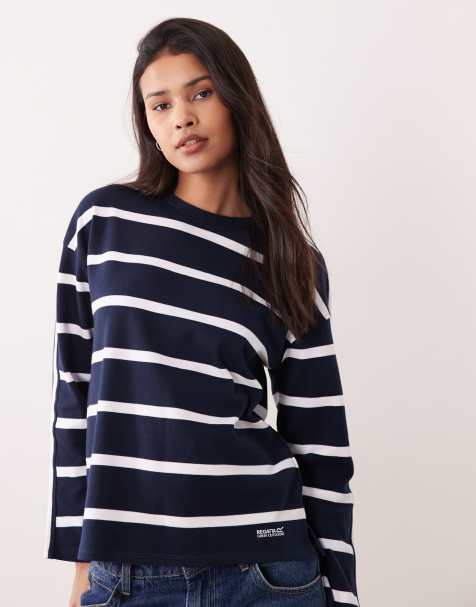 Regatta Side stripe avira sweatshirt in navy white stripe - view 1