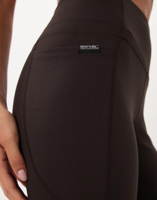 Regatta Stretch outdoor comfort contour leggings in dark chocolate, 4 of 5