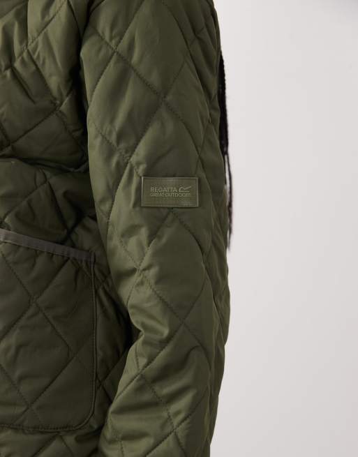 Regatta Swing maia quilted jacket in dark khaki wood brown, 3 of 4