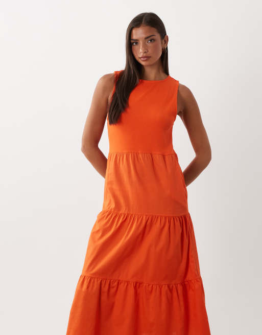 Regatta Tarise tiered midi dress in tangerine tango, 2 of 4