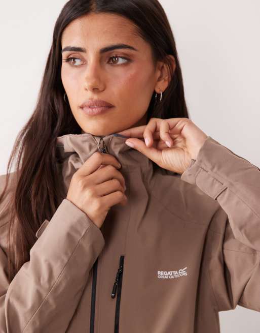 Regatta wasserdichte Shelljacke mit Kapuze Birchdale II in Mocha, 3 von 4