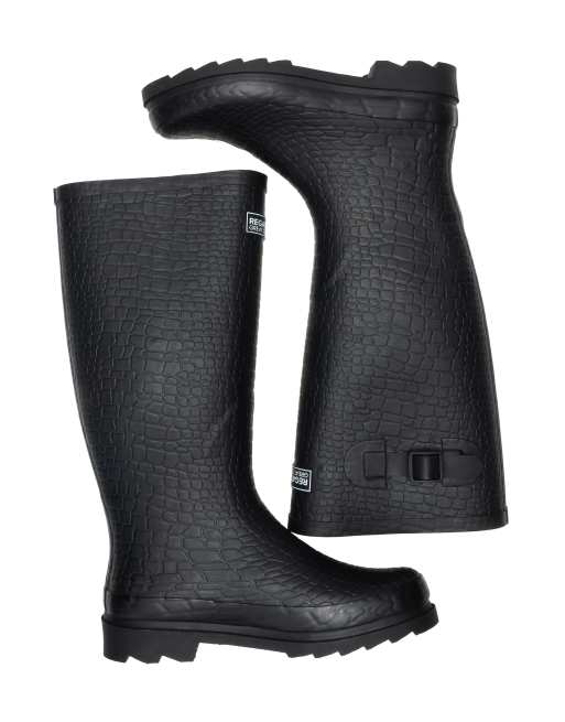 Regatta Waterproof fairweather iii wellingtons in black reptile, 3 of 7