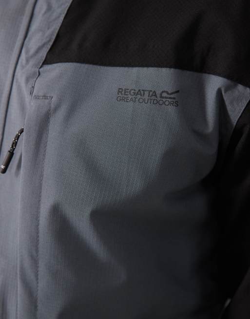 Regatta Waterproof freesdale hooded jacket in storm grey black, 2 of 5
