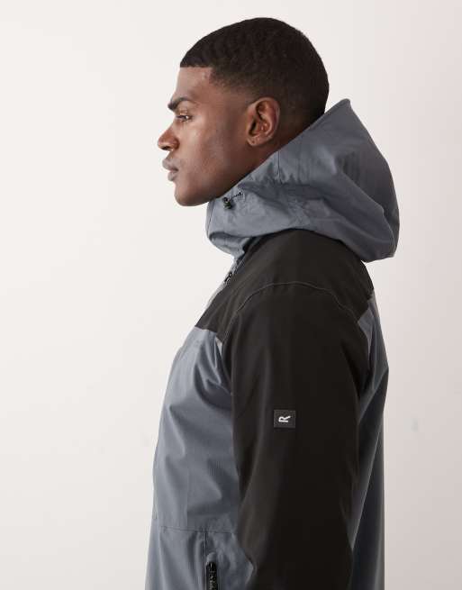 Regatta Waterproof freesdale hooded jacket in storm grey black, 4 of 5
