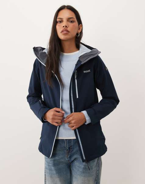 Regatta Waterproof hooded birchdale ii shell jacket in navy skyway - view 1