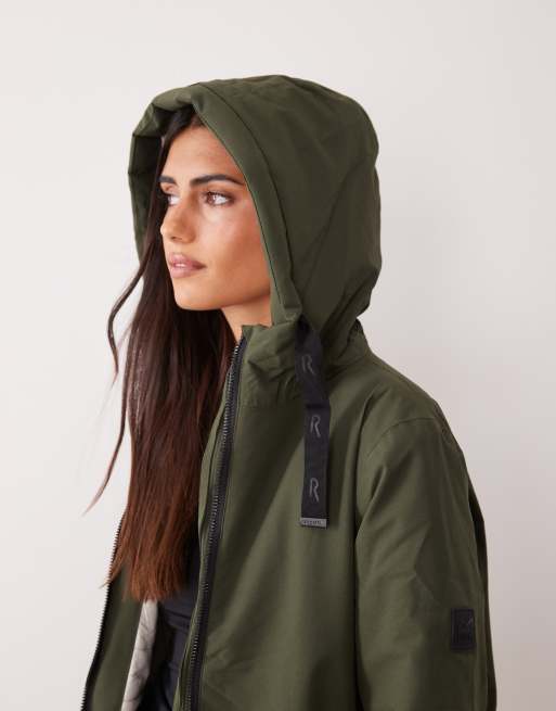 Regatta Waterproof hooded hazel insulated jacket in dark khaki light vanilla, 2 of 4
