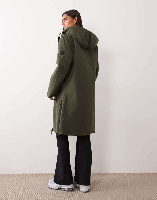 Regatta Waterproof hooded hazel insulated jacket in dark khaki light vanilla, 3 of 4