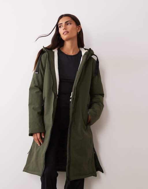 Regatta Waterproof hooded hazel insulated jacket in dark khaki light vanilla, 4 of 4
