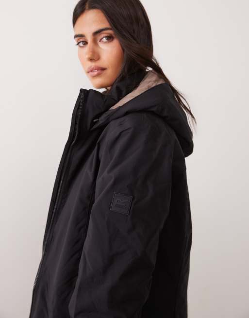 Regatta Waterproof hooded marron insulated jacket in black mocha, 3 of 4