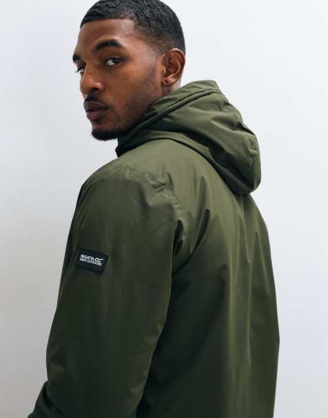 Regatta Waterproof hooded sterlings insulated jacket in dark khaki black - view 1