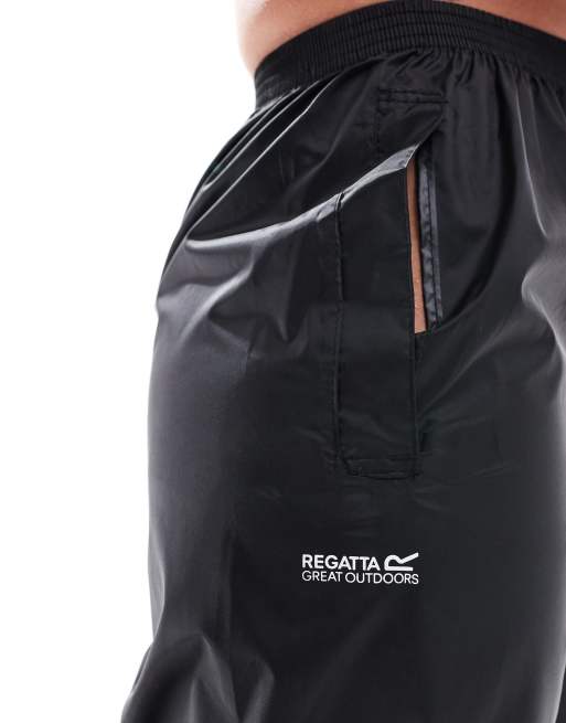 Regatta Women's Pack It Waterproof Overtrousers in Black, 2 of 5