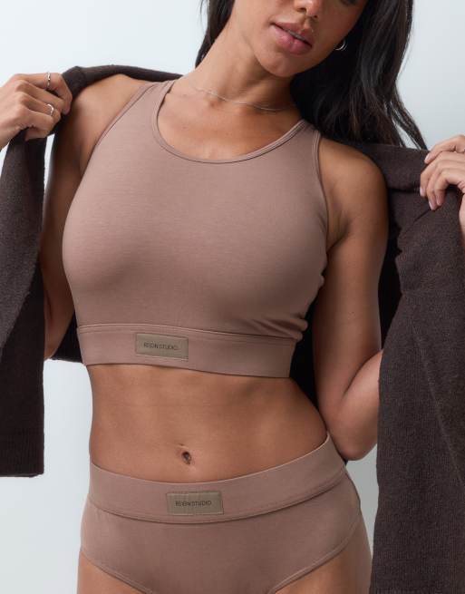 Reign Studio Chill with me Fuller Bust bralette in beige, 3 of 5