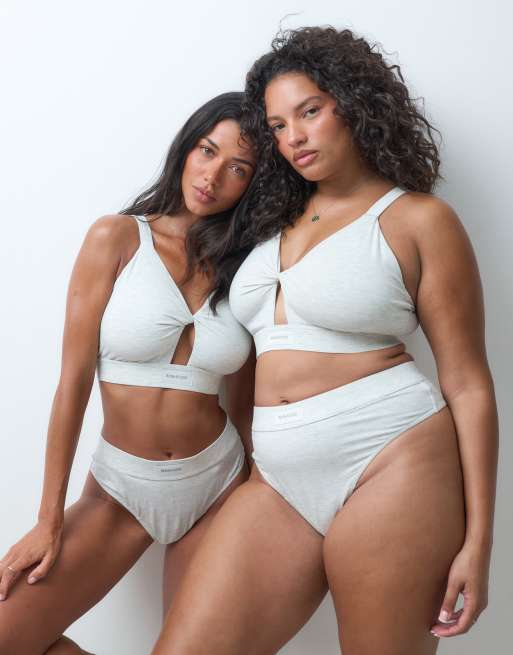 Reign Studio Fuller Bust Maya bralet in grey melange, 3 of 5