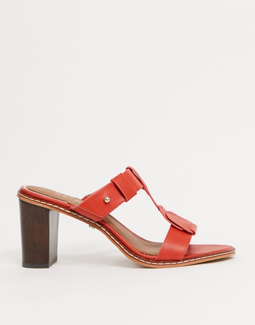 Reiss alessa heeled mule sandals in red