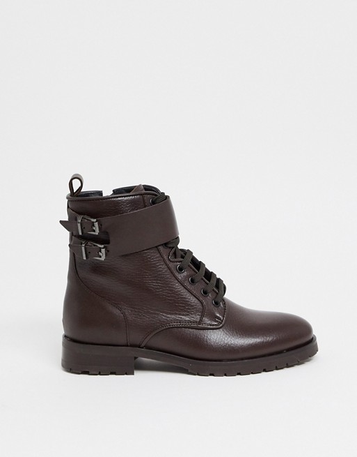 Reiss artemis lace up ankle boots in brown