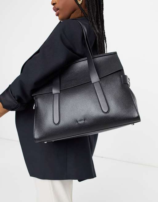 Reiss chancery leather grab bag in black