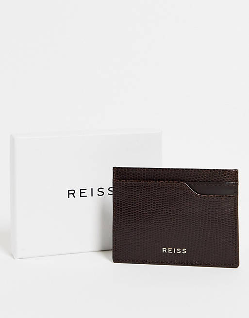 Reiss charlie leather card case in mahogany