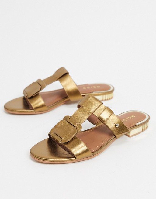 Reiss dilone mule sandals in tan
