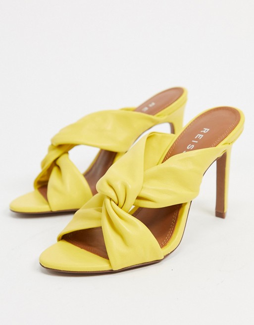 Reiss ella heeled mule sandals in yellow