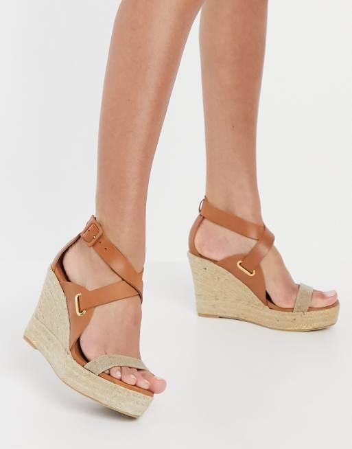 Reiss eris espadrille heeled wedges in beige | ASOS