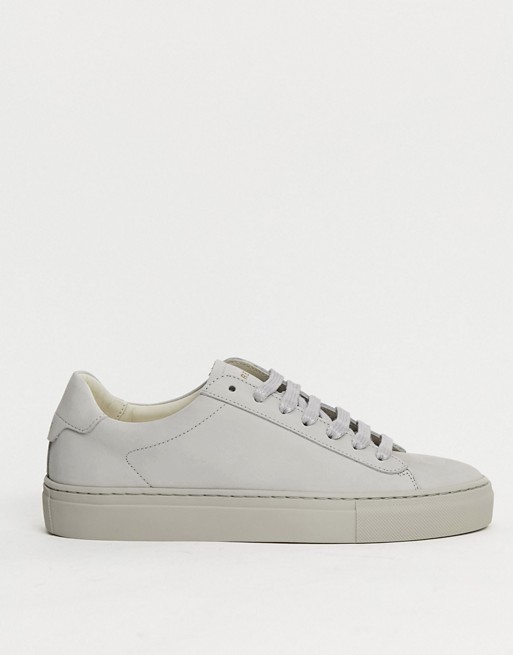 Reiss finely lace up minimal trainers in beige
