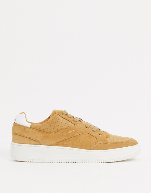 Reiss grendon trainers in cream leather mix