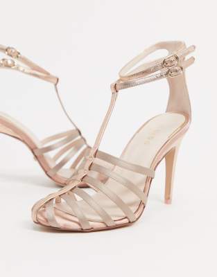 rose gold t bar sandals