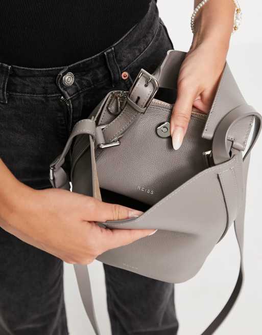 Grey leather on sale bucket bag