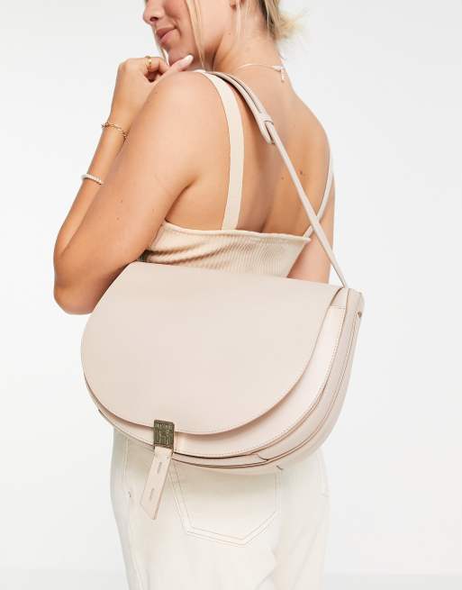 Reiss hurlingham textured leather shoulder bag in soft truffle