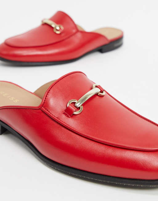 Red store mule loafers