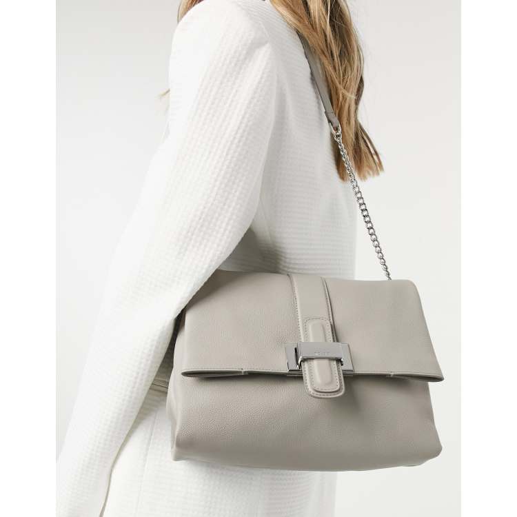 Reiss maya leather shoulder bag in mushroom ASOS