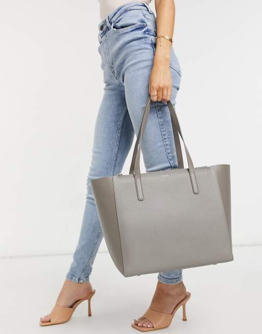 Reiss newbury leather tote in grey ASOS