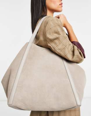 Reiss norton suede tote in mushroom