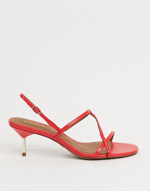 Reiss opehlia strappy mid heel sandals in red