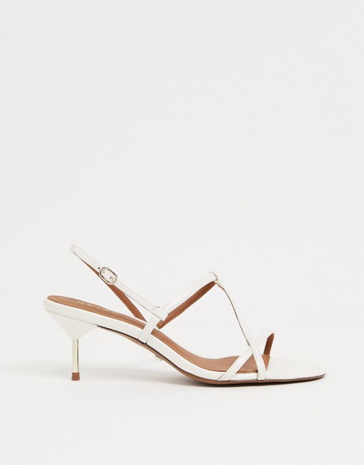 Reiss opehlia strappy mid heel sandals in white