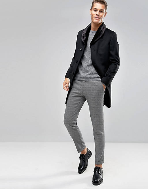 Reiss Overcoat With Faux Fur Shawl, Reiss Faux Fur Shawl Collar Overcoat