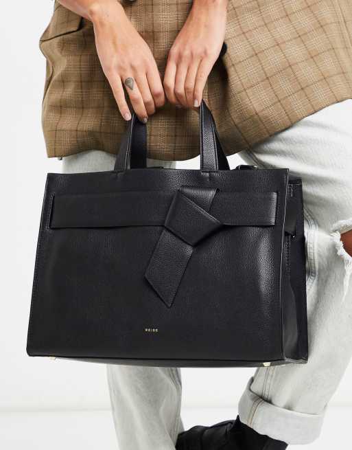 Reiss picton leather grab bag in black ASOS