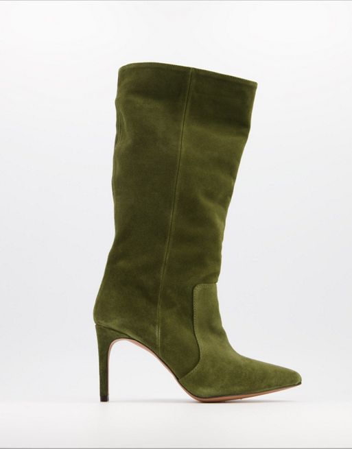 Reiss pointed ankle boots in khaki | ASOS