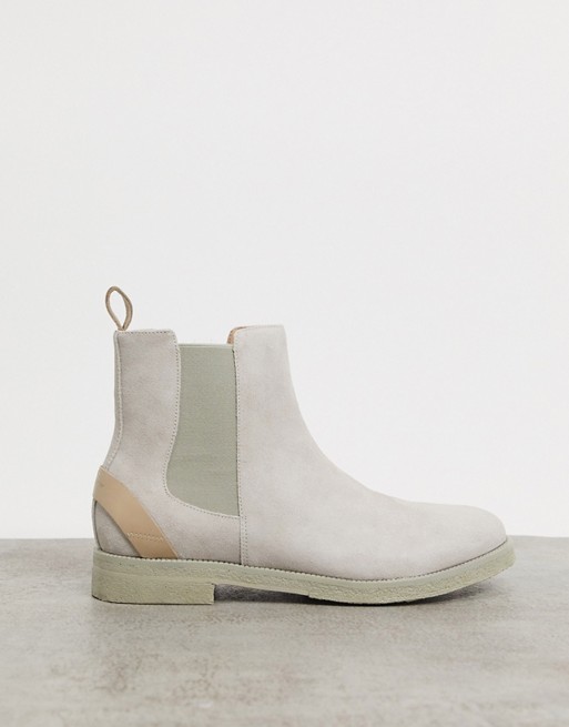 Reiss rogers chelsea boots in cream leather